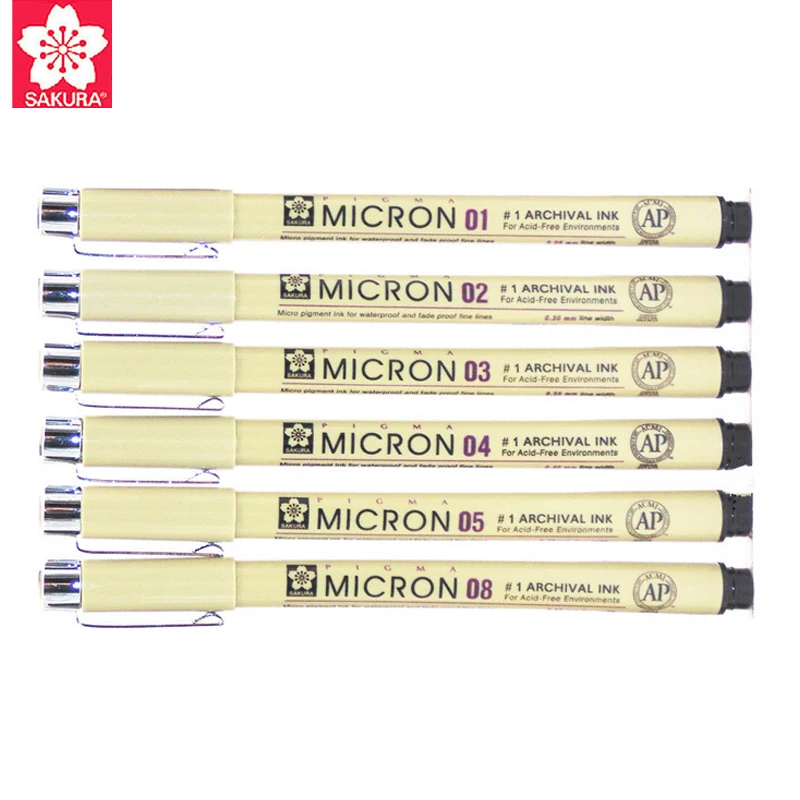 6 Cái/lốc Pigma Sakura Micron Bộ Bút Chống Nước Mỹ Lót Bút Đánh Dấu Tranh Vẽ Phác Thảo Đánh Dấu Nghệ Thuật Thiết Kế Hình Hoạt Hình