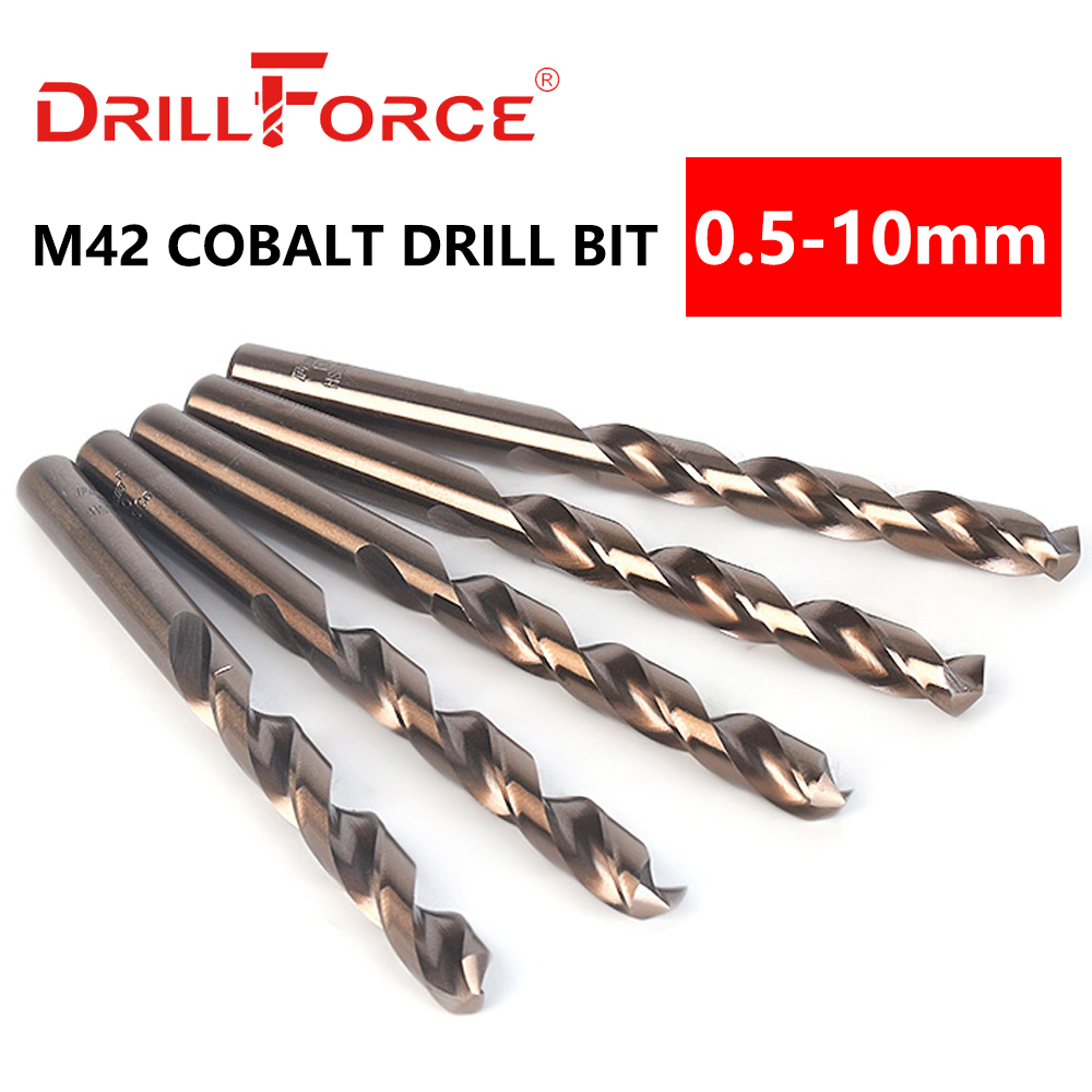 Набор кобальтовых сверл Drillforce Tools M42, набор сверл HSS-CO 0,5–10 мм, для сверления из закаленной стали, чугуна и нержавеющей стали