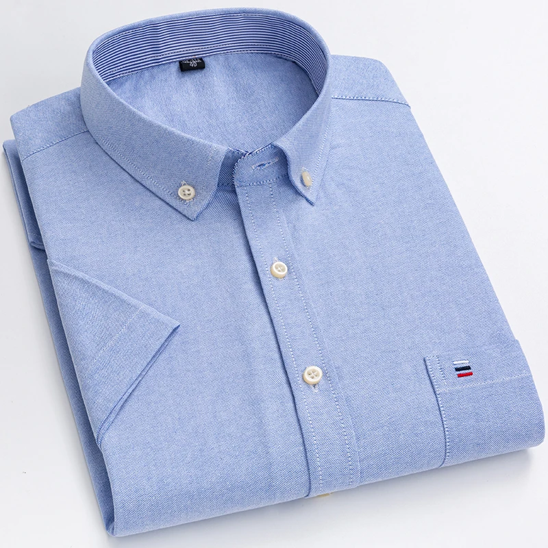 Mới Để 7XL Ngắn Tay 100% Cotton Oxford Mềm Mại Thoải Mái Thông Thường Phù Hợp Với Kích Thước Cộng Chất Lượng Mùa Hè Kinh Doanh Dép áo Sơ Mi