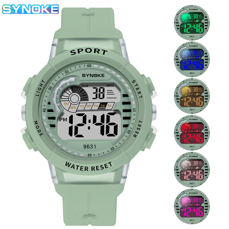 SYNOKE, relojes deportivos a la moda para niños, reloj de pulsera electrónico resistente al agua hasta 50M, cronómetro, reloj Digital para niños y niñas