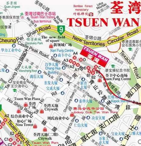홍지도 교통 관광 특별 행정 구역, 관광 교통 지도, 중국어 및 영어 이중 언어