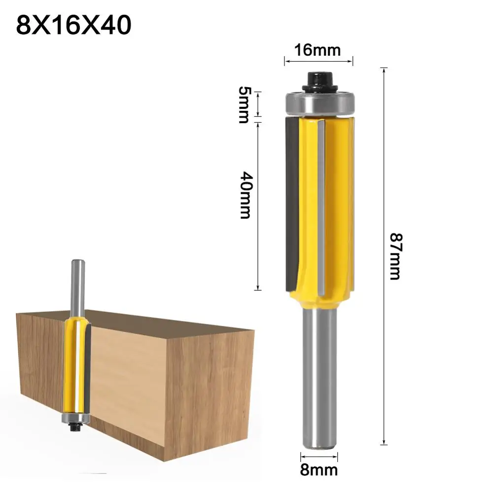 1-3pc 8mm Flush Trim bit Z4 Pattern Router Bit Top & Bottom Bearing Bits Milling Cutter For Wood Woodworking Cutters