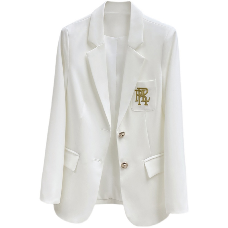 Blazer branco jaqueta feminina de alta qualidade moda bordado único breasted terno jaqueta senhoras casual escritório formal blazers casaco