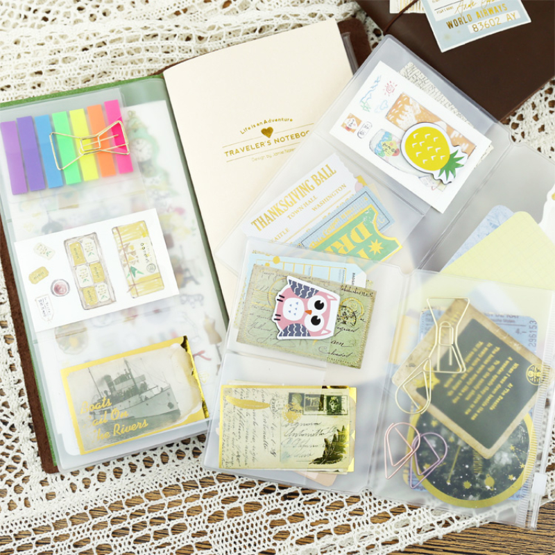 Fromthenon PVC Zipper Bag for Midori Travelers Notebook Journal Planner Accessory Card Holder Storage Standard/Pocket/Passport