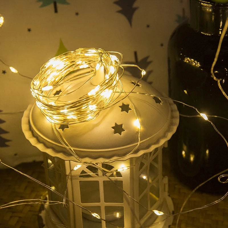 2 メートル 5 メートル 10 メートル LED ストリングライトシルバーワイヤークリスマス花輪フェストゥーン LED フェアリーライトクリスマス装飾ホームルームツリー