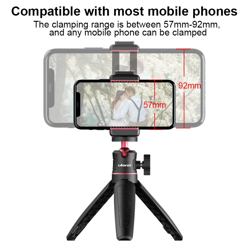 Ulanzi-KIT de trípode para Vlog, soporte de montaje para teléfono con zapata fría, para micrófono, luz LED, Mini trípode para iPhone 13 y Sony, MT-08 DSLR SLR