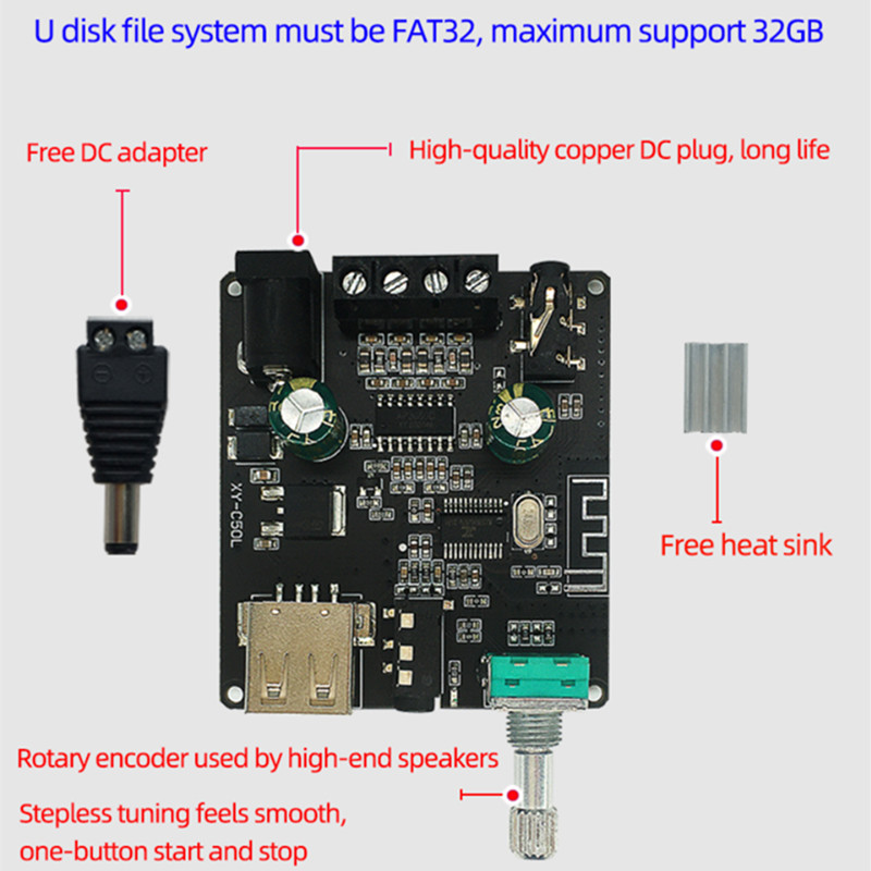 Xinyi mini áudio c50l/c100l estéreo bluetooth placa amplificador de potência digital 50w canal duplo 360 graus ajuste stepless ampmodule
