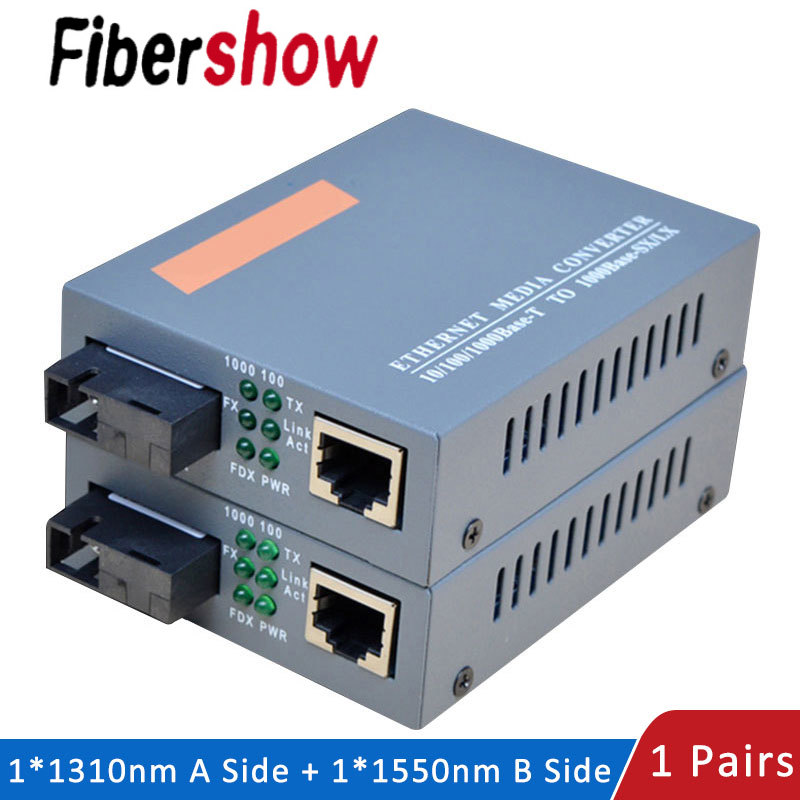 Gigabit Fiber Optical Media Converter HTB-GS-03 1000Mbps  Single Fiber SC Port External Power Supply