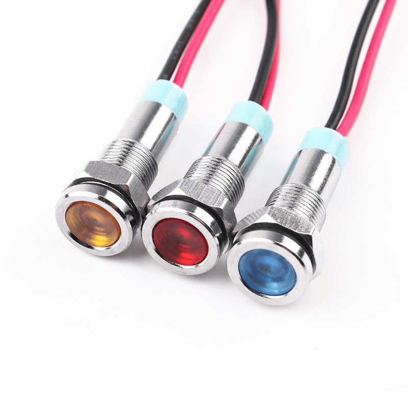 防水LED点滅ライト,6mm,12V,24V,220V,赤,黄,青,緑,白,1個