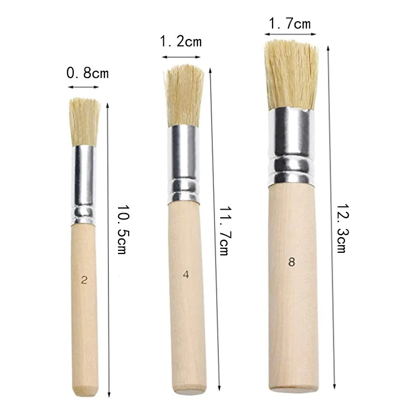 3 Chiếc Bằng Gỗ Stencil Lông Bàn Chải Đặt Tiêu Bản Đầu Tròn Dùng Cho Sơn Dầu Vẽ Tranh Màu Nước Dự Án Tự Làm Nghệ Thuật Thủ Công Dự Án