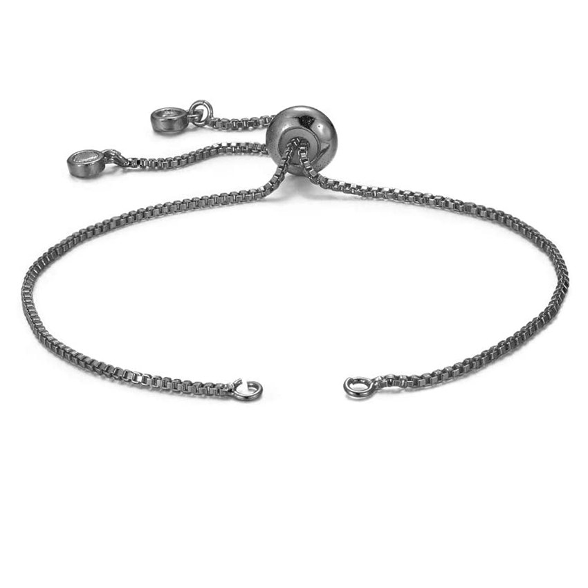 Gelang Slider Disesuaikan Gunmetal Rose-Gold Rantai Kuningan Berlapis Emas Batu Zirkonia Kubik DIY Rantai Tambahan Hadiah Persahabatan