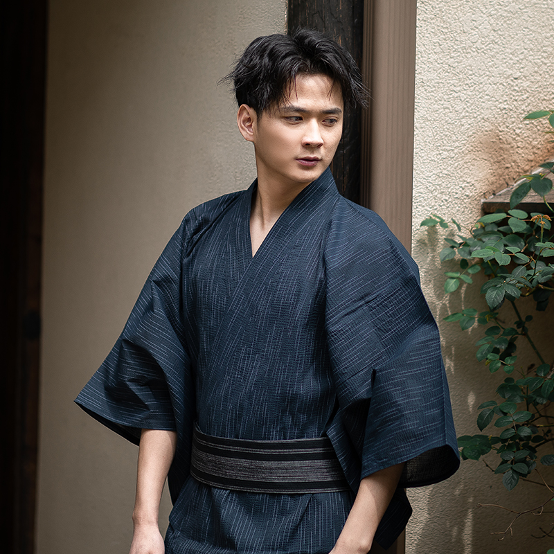 Tradicional japonês kimono moda yukata verão masculino roupões longos com cinto 95% algodão pijamas conjunto masculino roupão de banho