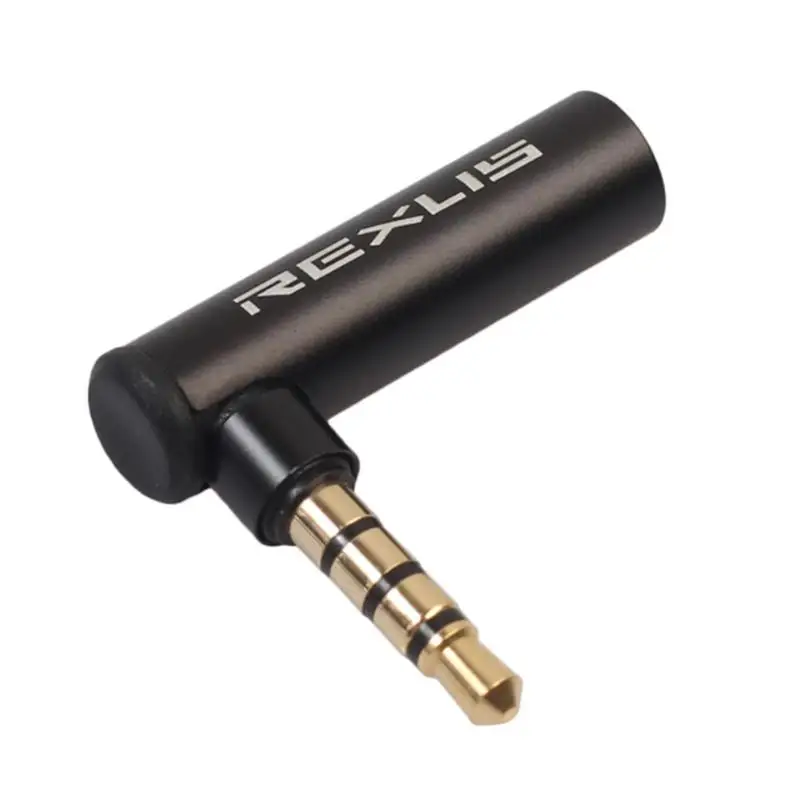 Adaptador de Audio para micrófono y auriculares, macho a hembra, giro de 90 grados, 3,5mm, adecuado para Aple, teléfono Android y PC