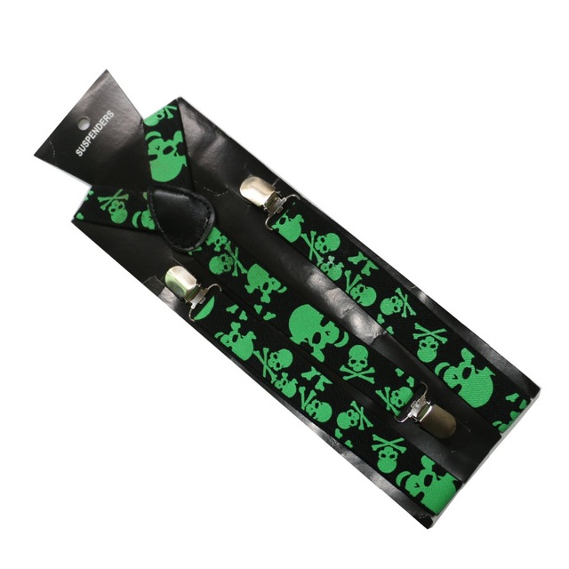 Foxmother힙합 스컬 본 프린트 멜빵 여성용 남성용, 탄성 교정기