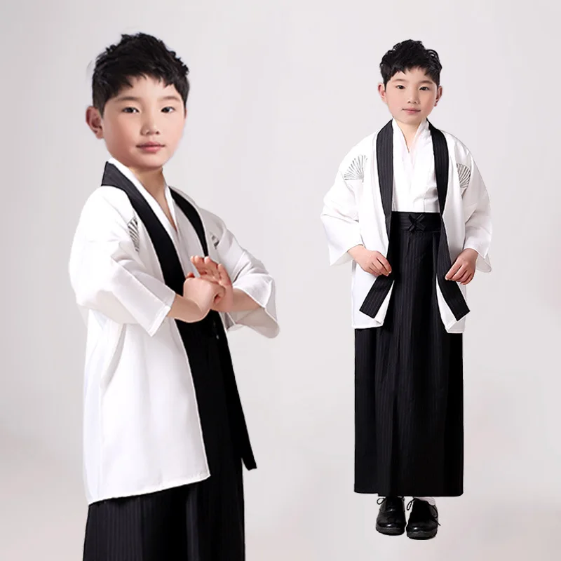 Latensc 새로운 스타일의 레트로 코스튬, 일본 사무라이 어린이 기모노 소년, 외부 커버, 카니발 파티 무대 쇼