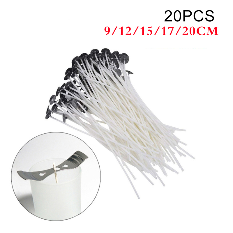 20 piezas mechas para velas, mechas preenceradas, bricolaje, fabricación de velas, mecha para velas de algodón, 9/12/15/17/20cm, accesorios prácticos para hacer velas