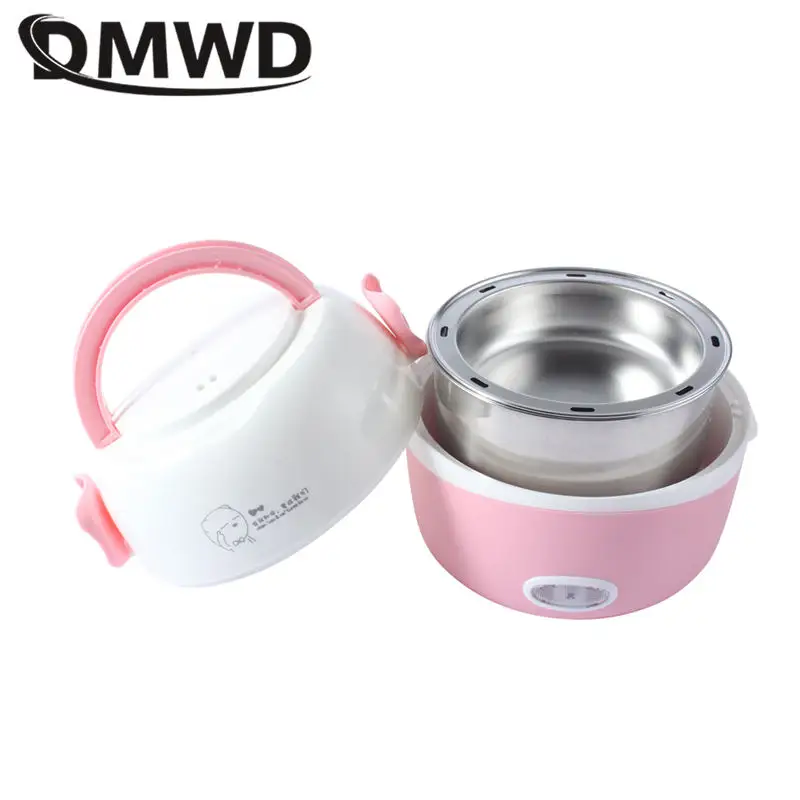 DMWD Nồi Cơm Điện MINI Nhiệt Làm Nóng Hộp Cơm 1/2 Lớp Di Động Hấp Thực Phẩm Nấu Bình Chứa Bữa Ăn Thực Phẩm Lunchbox Ấm