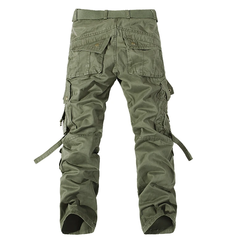 ผู้ชายกางเกง Casual Army สีเขียวกระเป๋าขนาดใหญ่กางเกงทหารโดยรวมชายกลางแจ้งคุณภาพสูงกางเกงยาว 28-42 PLUS