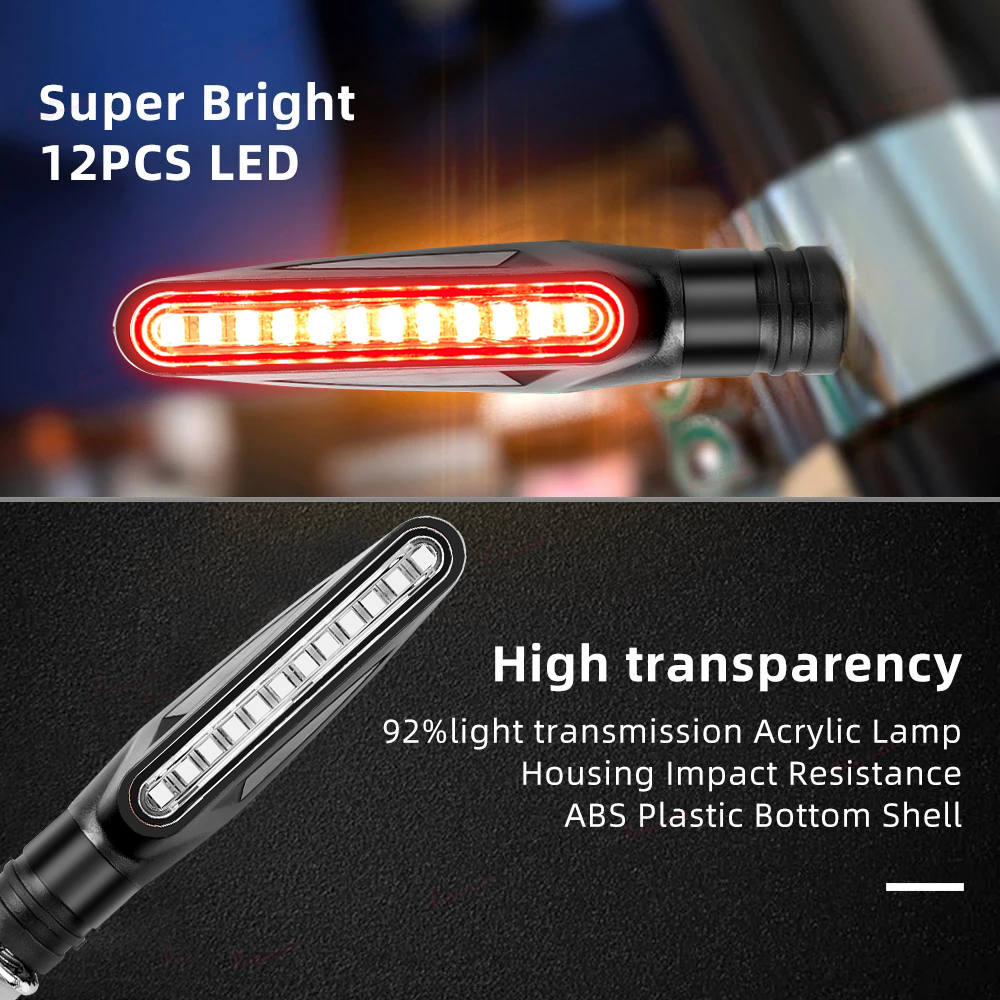 2PCS สัญญาณไฟเลี้ยวรถจักรยานยนต์ 12V LED TAIL Flasher ไหลน้ํา Blinker IP68 รถจักรยานยนต์ Bendable กระพริบไฟ