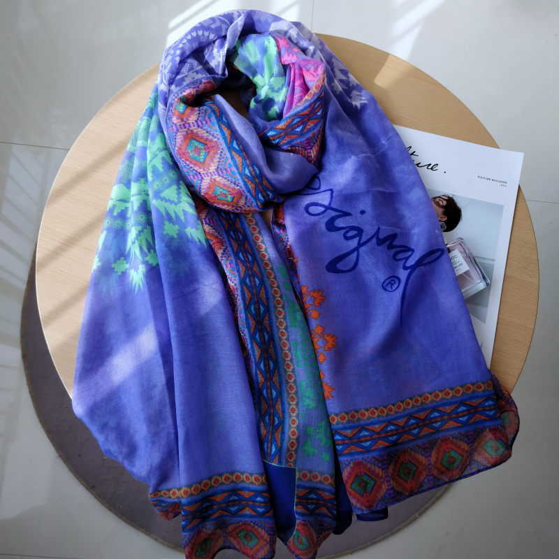 Bufanda de moda para mujer con dientes españoles, bordado de primavera y otoño, bufanda con decoración de flores de encaje