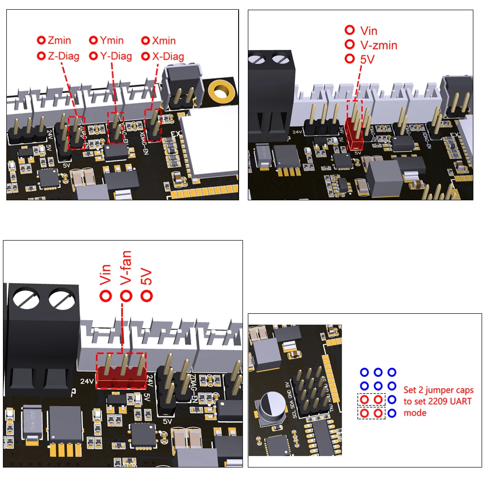 FYSETC E4 ボード Wi-Fi および Bluetooth 内蔵 4 個 TMC2209 240MHz 16M フラッシュ 3D プリンタ制御ボードベース 3D プリンタ用