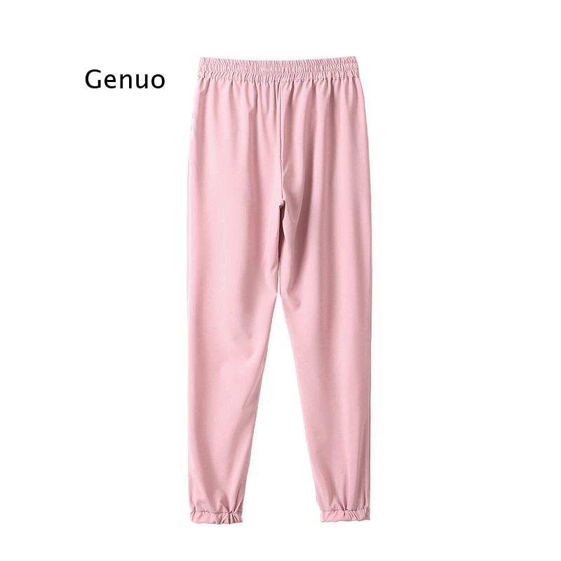 Celana panjang wanita musim semi, celana harem, celana wanita pinggang elastis tujuh warna, celana kasual renda, produk baru