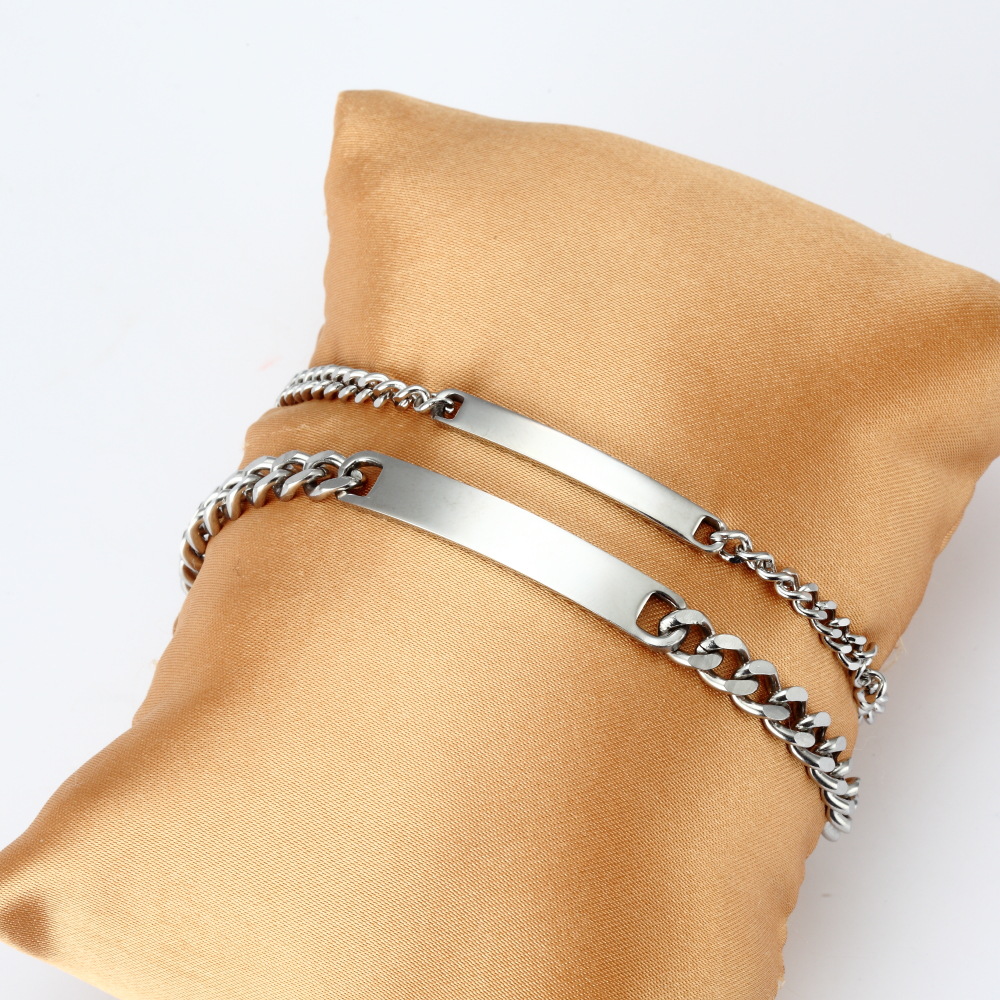 Pulseira de aço inoxidável com logotipo personalizado, nome gravar, pulseiras personalizadas para homens e mulheres, transporte da gota