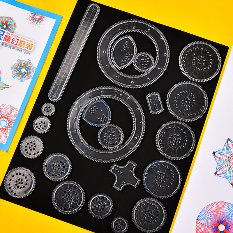 Juego de juguetes de dibujo de espirógrafo, 22 Uds., engranajes entrelazados, ruedas, pintura, accesorios de dibujo, juguete educativo creativo, espirógrafos