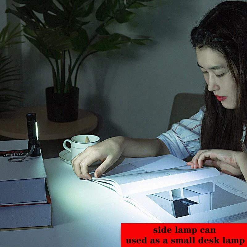 Mini linterna LED recargable por USB, lámpara para acampar al aire libre, antorcha con zoom, luces de trabajo, tres modos