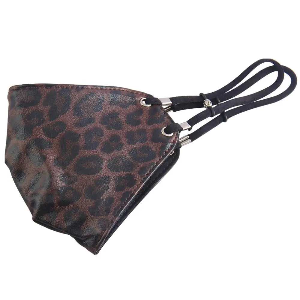 ผู้ชายผู้หญิง BIKER รถจักรยานยนต์หน้ากาก Punk Leopard พิมพ์ Anti FOG Windproof ฝุ่นหนังงู Face Mask Earloop Fast การจัดส่ง