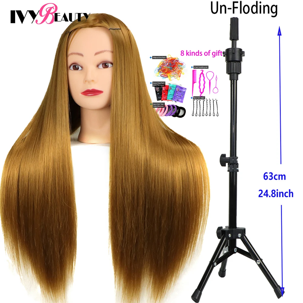 Chuyên Nghiệp Đầu Búp Bê Cho Máy Làm Tóc Giáo Dục Làm Tóc Hình Nộm Huấn Luyện Đầu Với Bộ Tóc Giả Đứng Tipod Cho Tóc Giả Kiểu Tóc