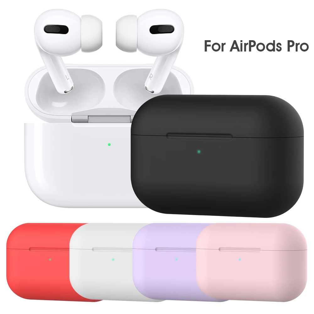 Funda protectora de silicona para AirPods Pro, funda suave con gancho, Color sólido, 2, 1