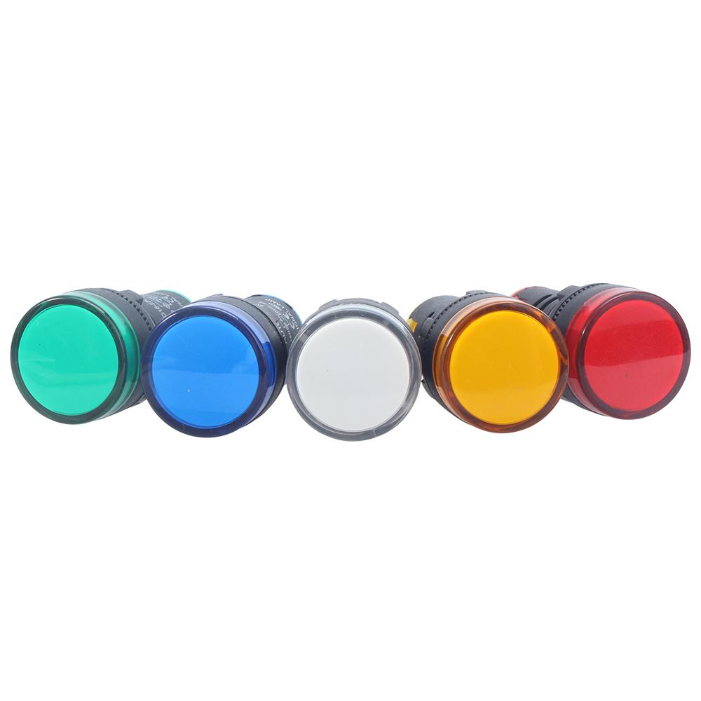1 stücke 12 V 24 V 220 V 380 V 22mm Panel Mount kunststoff LED Power Anzeige Pilot signal Licht Lampe Rot Grün Blau Weiß Gelb Bernstein