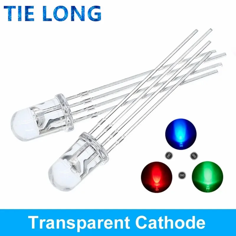 10pcs 5mm RGB LED catodo comune/anodo comune diodi ad emissione tricolore f5 RGB diffuso/evidenziazione trasparente per arduino