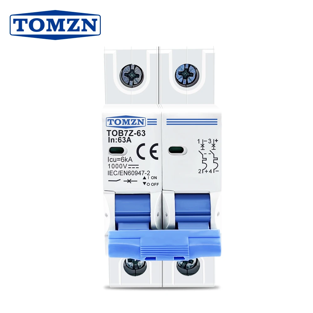 2P DC MCB 1000V Năng Lượng Mặt Trời Mini Ngắt Mạch Điện 3A 6A 10A 16A 20A 25A 32A 40A 50A 63A DC Động MCB Cho PV Hệ Thống