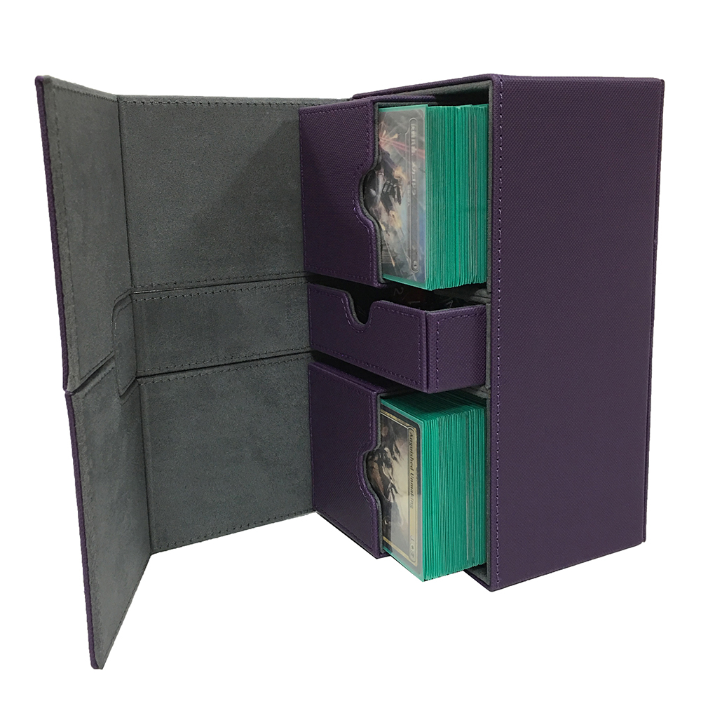 Tempat kartu Binder Board Game Holder, Yugioh Deck Box, ukuran besar, Mtg, PTCG, warna ungu, 200 +