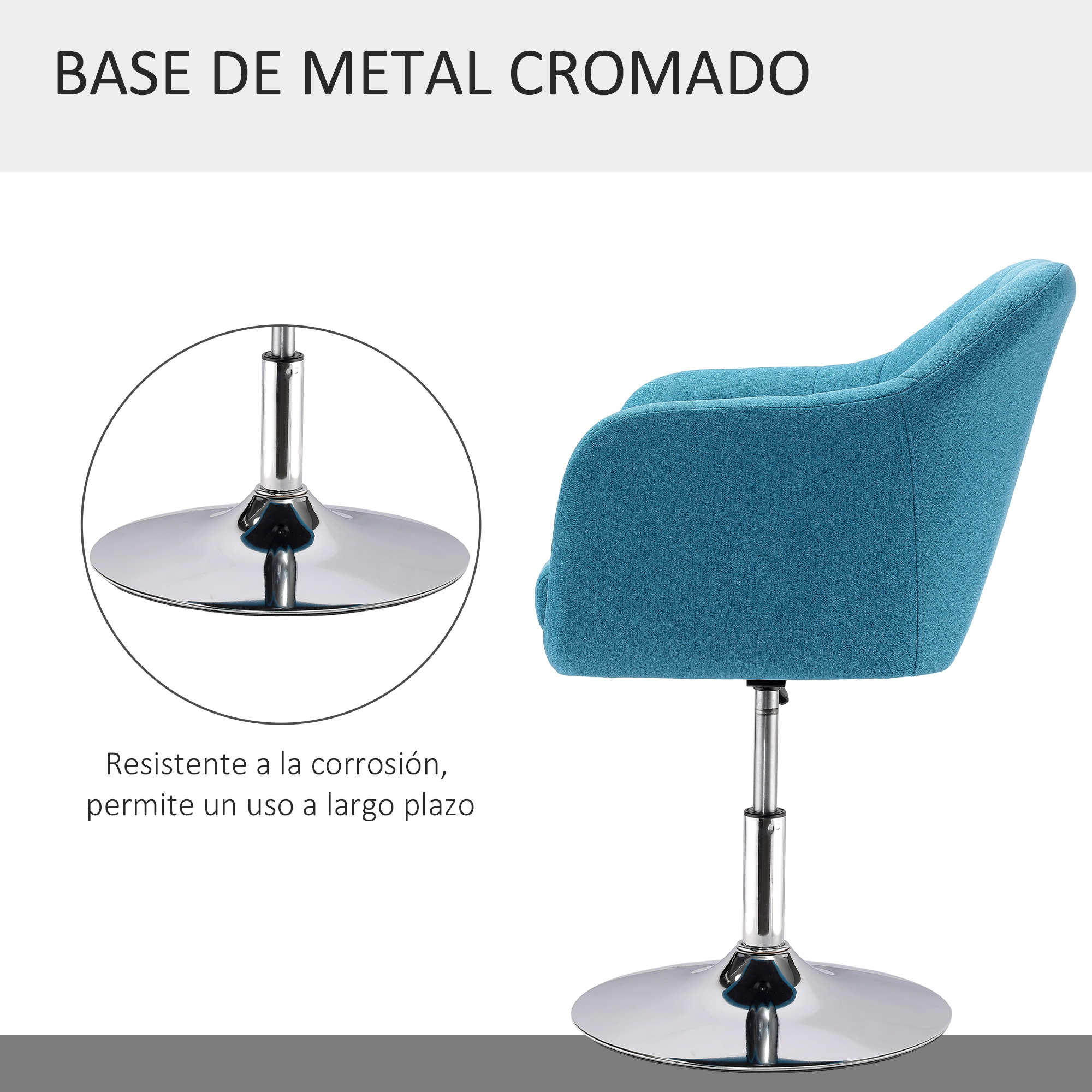 Homcom Lounge Chair drehbare höhen verstellbare Armlehne 57x57x87cm blau
