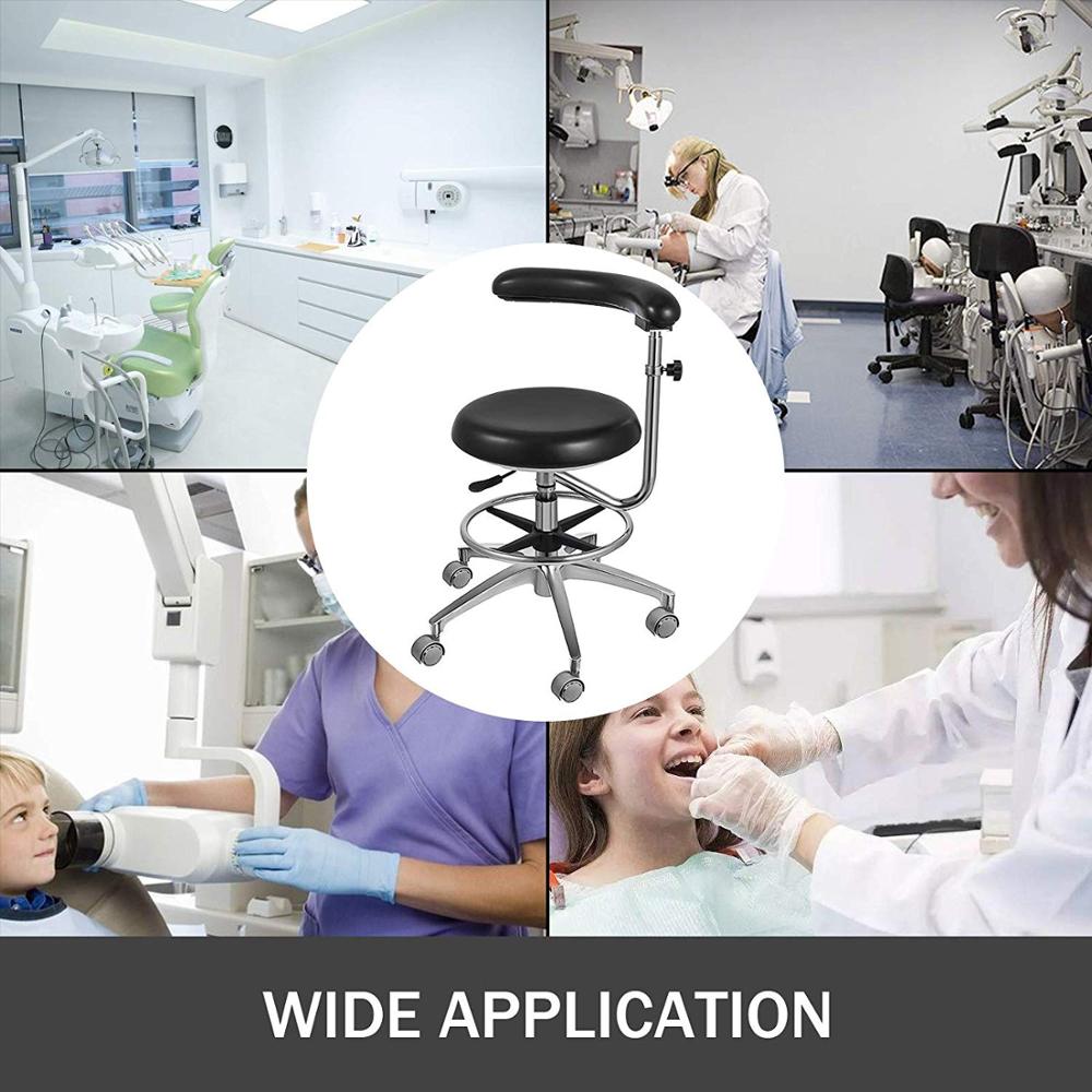 SucceBuy Medical Dental Stool Dentist Chair With 360 Degree Rotation Armrest PU Leather Assistant Stool Chair Height Adjustable