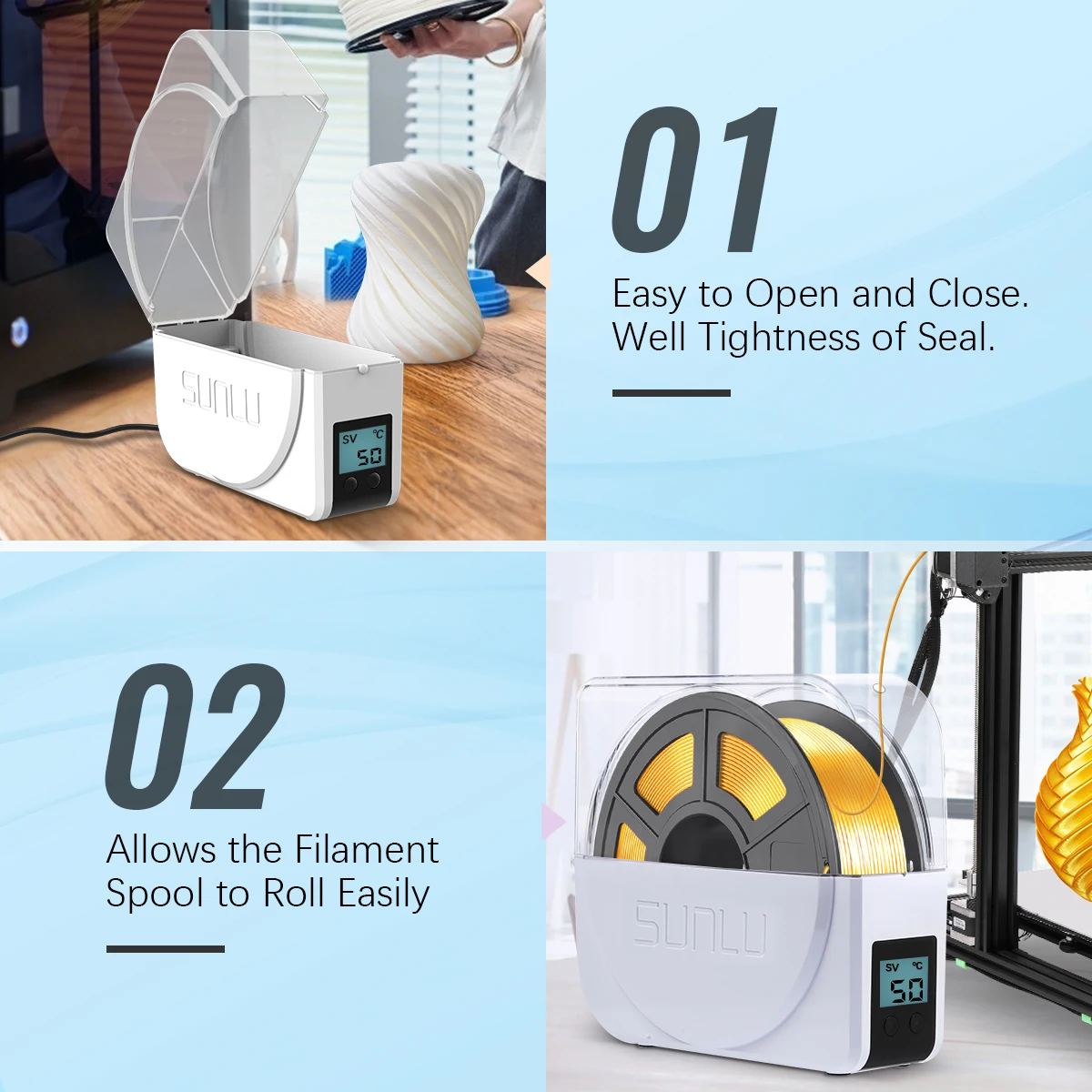SUNLU S1 PLUS Pudełko na suszarkę do żarnika Przechowywanie materiału Dry During Drukowanie 3D Ekran LCD Części drukarki 3D Pudełko na suszarkę do żarnika