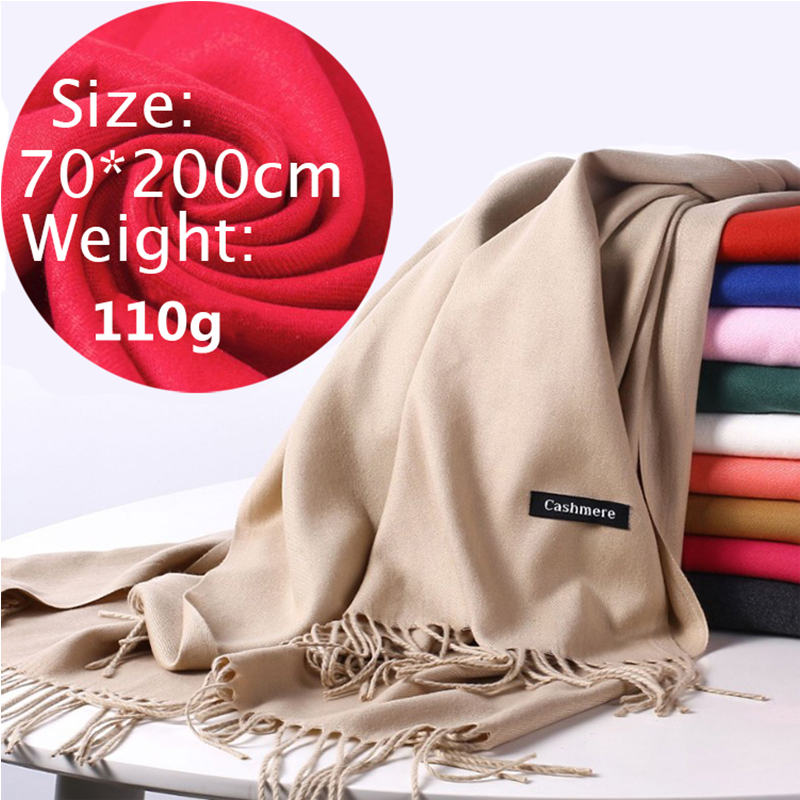 Moda cor sólida 2021 designer feminino cachecol inverno hijabs borlas longo senhora xales caxemira como pashmina hijabs cachecóis envoltórios