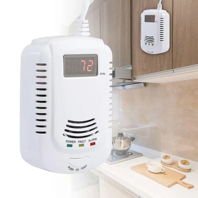 Độc Lập Co Máy, Máy Dò Báo Ga Cảm Biến Khí Mêtan Propane, Thiết Bị Báo Rò Rỉ Gas, phích Cắm EU LCD An Ninh