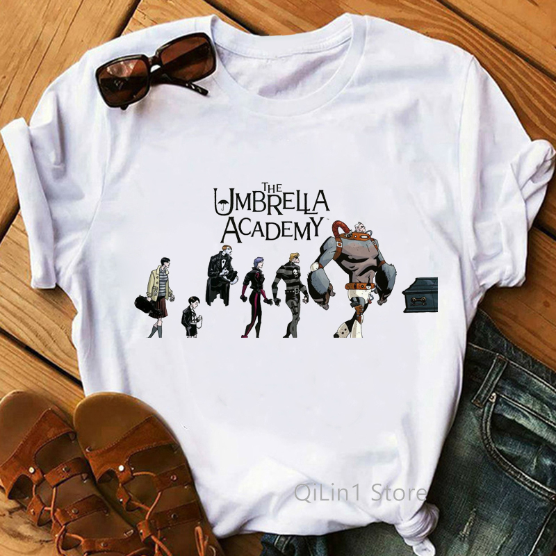Kaus Akademi Payung Wanita Kaus Grafis Antik Atasan Musim Panas Wanita Kaus Diego Cha-cha 90S Pakaian Tumblr Geek