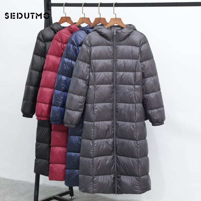 SEDUTMO Winter Lange Frauen Unten Jacken Schlank Starke Mit Kapuze Mantel Herbst Casual Puffer Jacke ED919