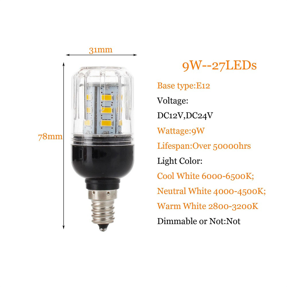 27LEDs E27 E26 E12 E14 LED Mais Glühbirnen DC 12V 24V 9W Super Helle Tisch schreibtisch Lampen Strahler für Home Innen Beleuchtung