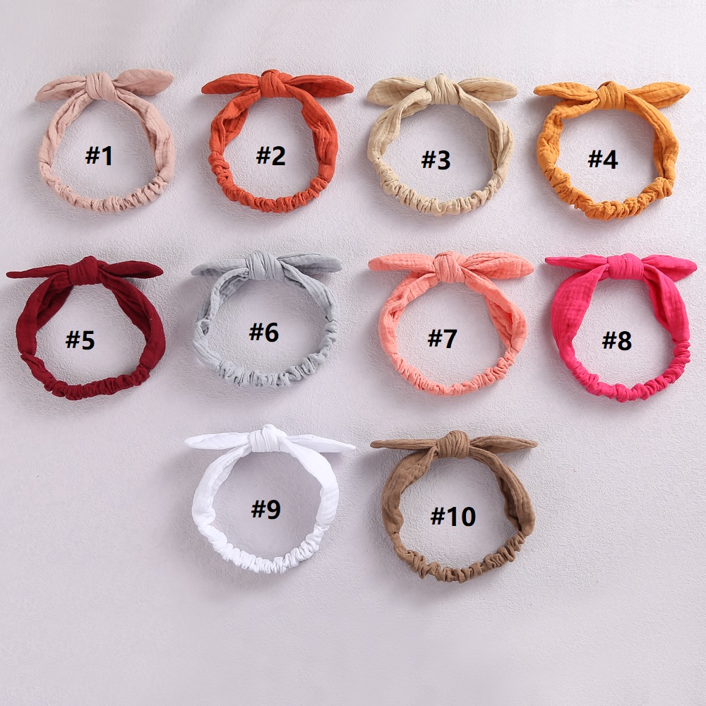 Diadema elástica con Orejas de conejo para niña, diadema con lazo para bebé recién nacido, accesorios para el cabello con lazo