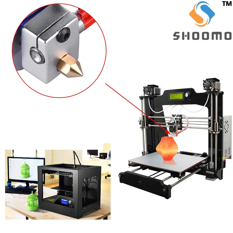 SHOOMO 3D Máy In Máy Đùn Bằng Đồng Vòi Phun Đầu In Cho Anet A8 Makerbot MK8 Creality CR-10 S4 S5 Ender 3 3Pro 5 Vệ Sinh Dụng Cụ