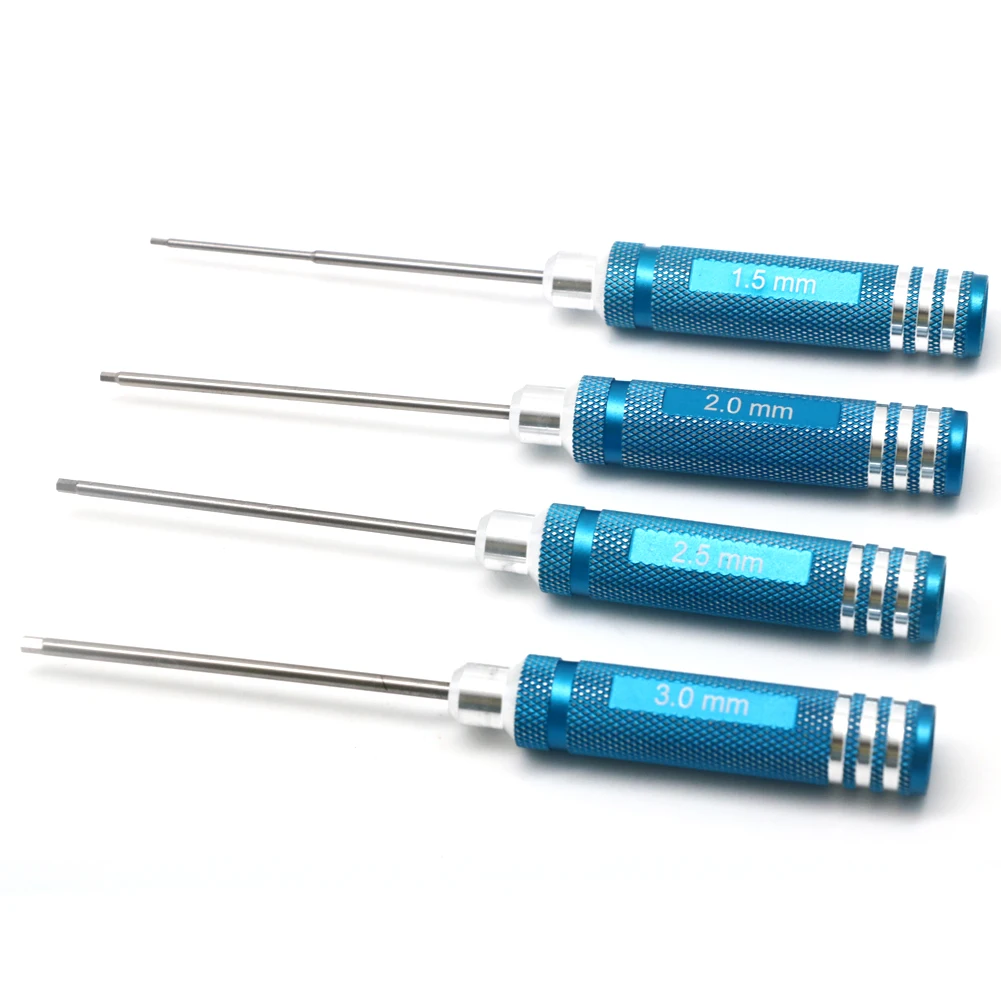 RC Tools 4-teiliges Sechskantschraubendreher-Set, Titanbeschichtung, gehärtet, 1,5 2,0 2,5 3,0 mm Schraubendreher für Hubschrauberspielzeug