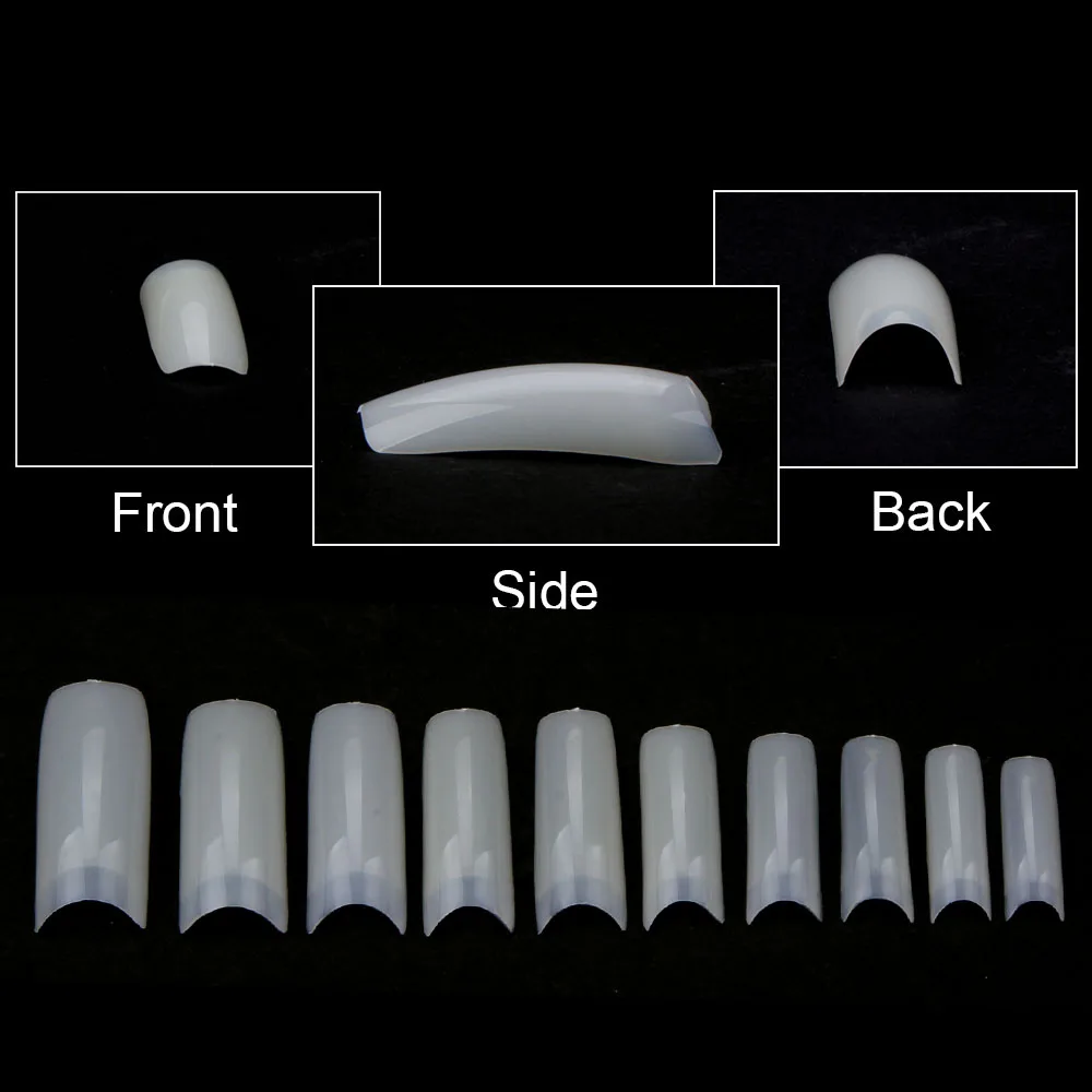 Cápsulas para uñas, 500 unidades/caja, puntas de uñas artificiales, cobertura completa, cápsulas acrílicas transparentes para uñas, manicura francesa, uñas postizas