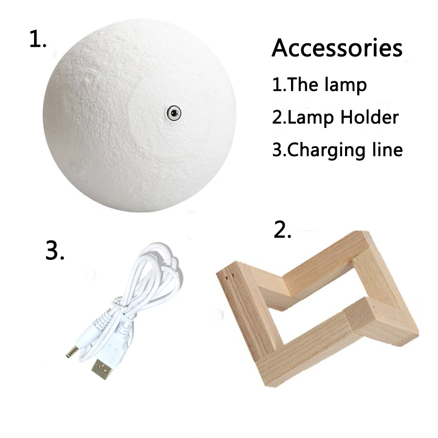Dropship 3D พิมพ์ชาร์จโคมไฟดวงจันทร์ LED Night Light Creative Touch Switch Moon Light สําหรับตกแต่งห้องนอนของขวัญวันเกิด