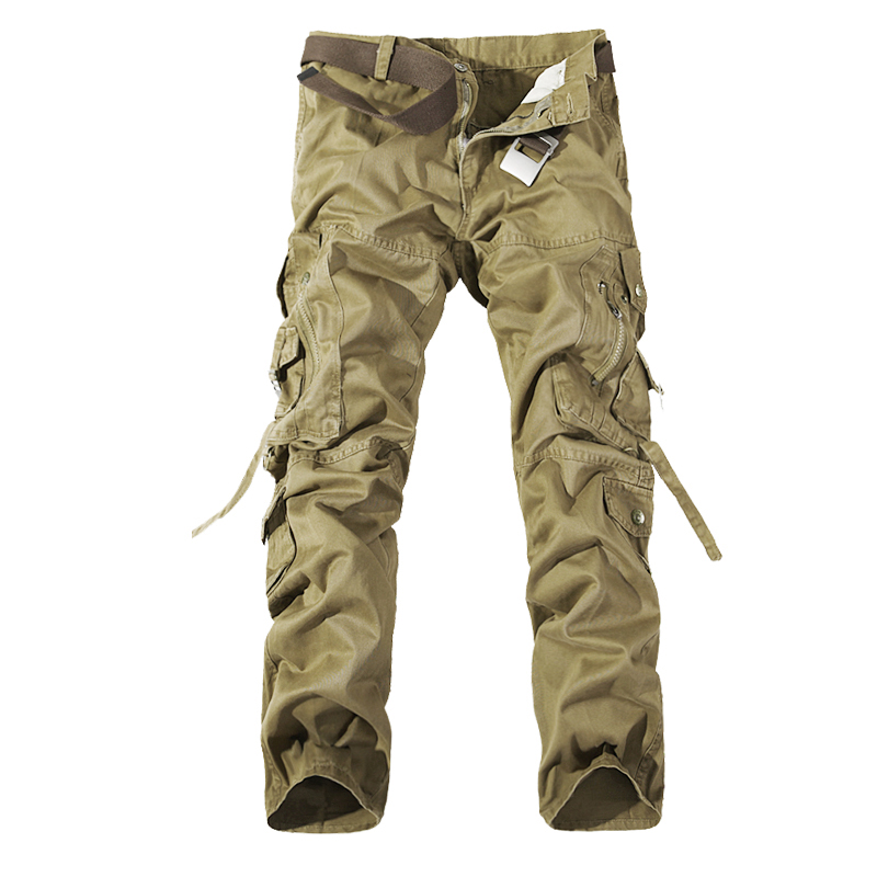 Calças de carga masculinas casuais verde do exército grandes bolsos calça militar geral masculino ao ar livre calças compridas de alta qualidade 28-42 plus